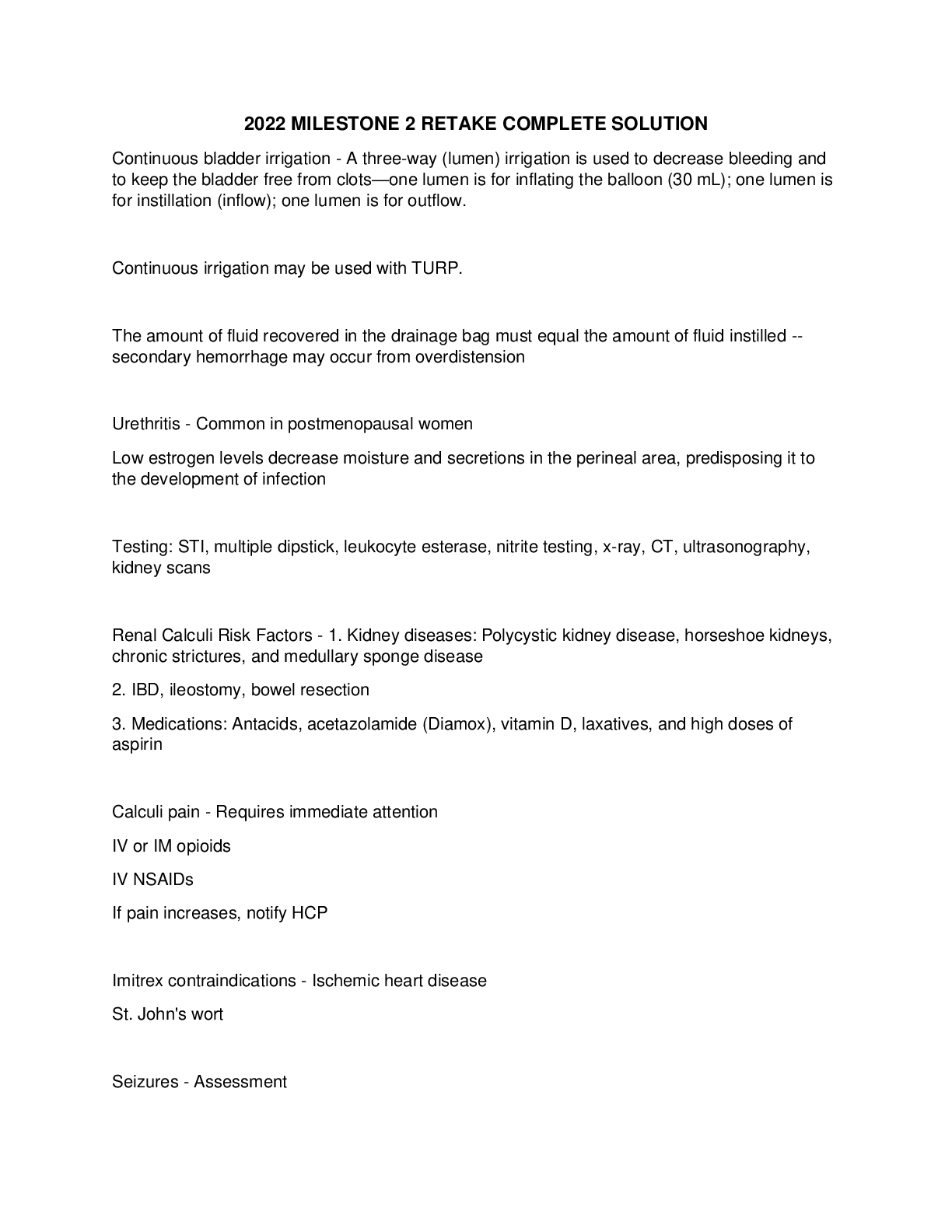 Preview image for 2022 MILESTONE 2 RETAKE COMPLETE SOLUTION